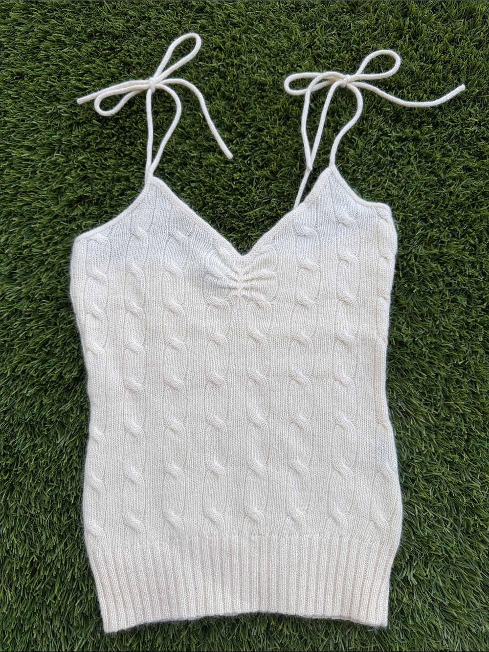 Ralph Lauren Rugby Women’s Cream Cable Knit Tie-Strap Tank Top XS